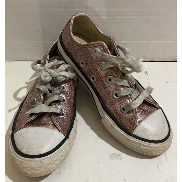 Converse CTAS 660045C Juniors Girl's Size 12 Rose Gold Glitter  Sneaker shoe - Picture 1 of 8